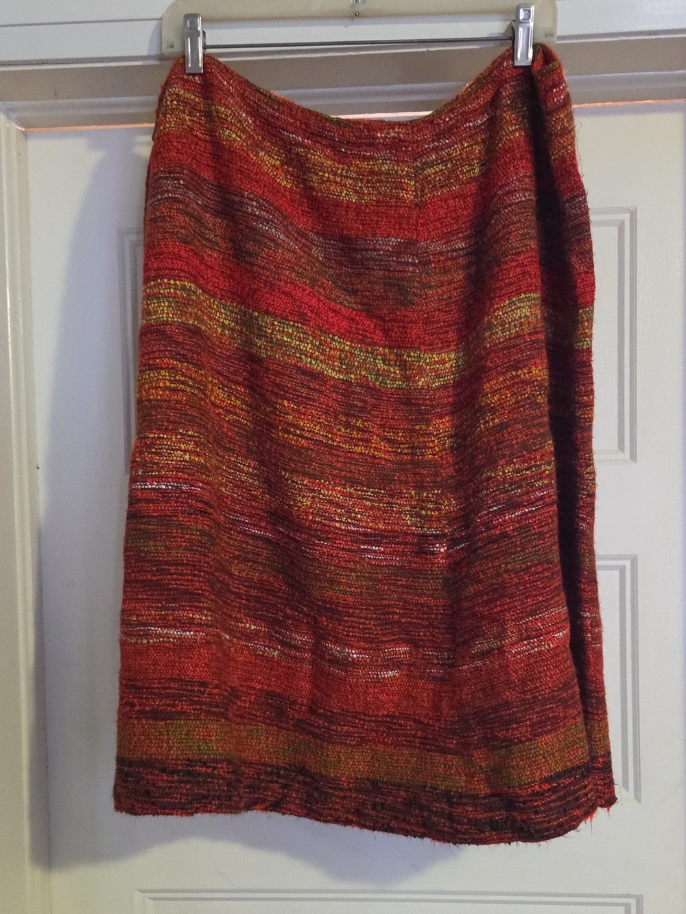 Autumn Stripe Midi Skirt in Red Multicolor
